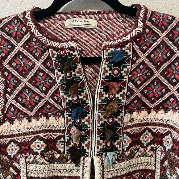 ALDO MARTINS (Anthropologie) Inverness Red Wool/Alpaca Cardigan, Size M - Picture 2 of 10